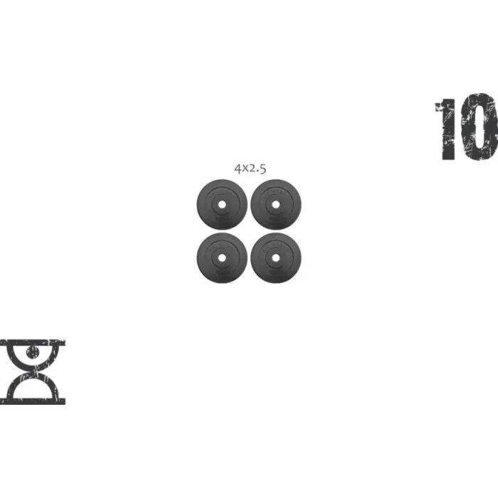 10 кг (4x2.5) дисків, покритих пластиком (31 мм)