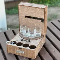 Автобармен, Наливатор алкогольный на 4 рюмки с гравировкой (УФ печать) - Герб