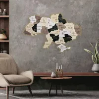 Карта Украины для подарка из дерева на стену L 250x167 см. Декор для стены в виде деревяной карти