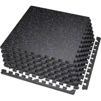 Мат-пазл DualMat 60x60x2 см (EPDM+EVA) чорний/фіолетовий: для спортзалу, фітнесу, захисту підлоги.