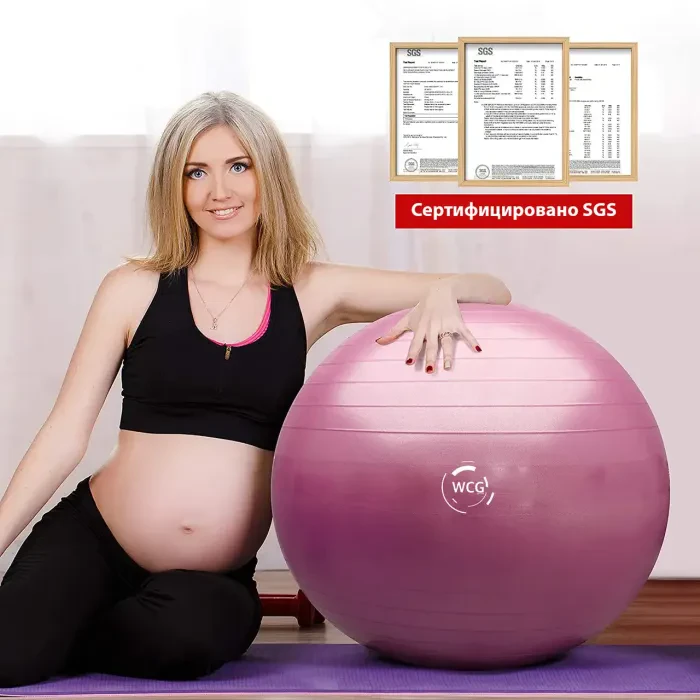 Мяч для фитнеса (фитбол) WCG 85 Anti-Burst 300кг Графит + насос