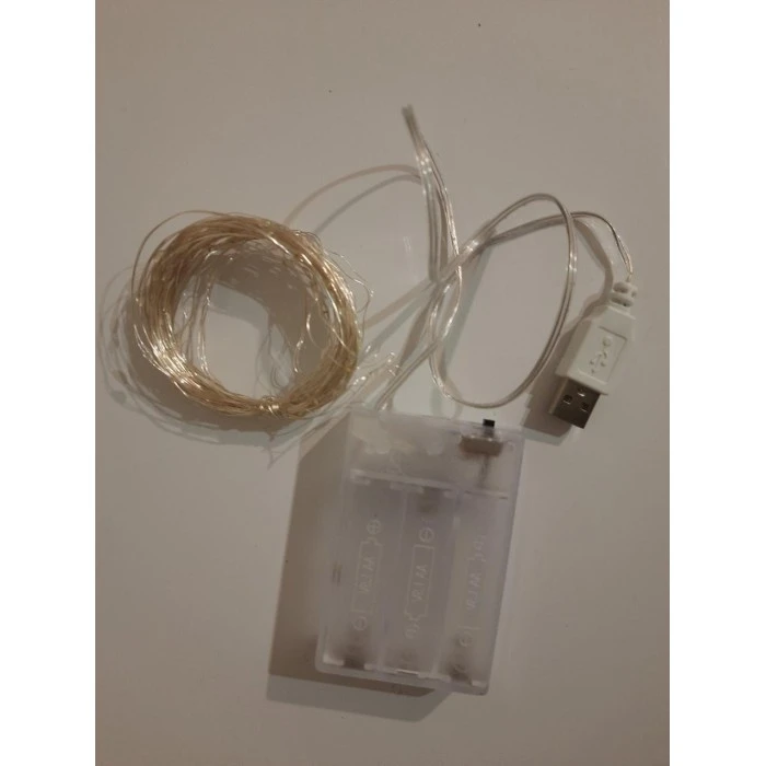 Гірлянда НА БАТАРЕЙКАХ +USB 50 LED 5м. біла РОСА світлодіодна