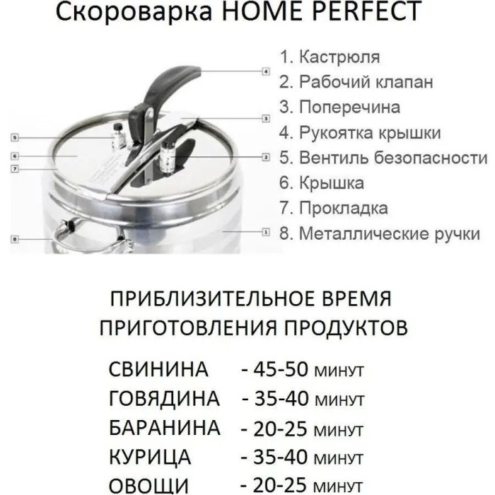 Скороварка з нержавіючої сталі 7 літрів Home Perfect, Туреччина