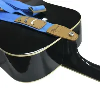 Гитарный ремень с ячейками для медиаторов и терможатием Renesans GR-4 Blue (голубой)