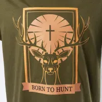 Футболка для охотника "BORN TO HUNT" Acropolis ОФМ-2 хаки, мужская, хлопок, S-2XL