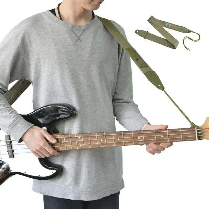 Гітарний ремінь з комірками для медіаторів Ranger Green (Khaki) з термотисненням Music day - GR-2kh