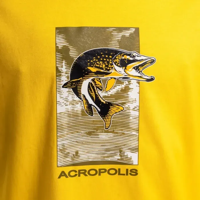 Футболка Acropolis "ЩУКА" для риболовлі (жовта) бавовна, чоловіча/жіноча, S-XXL
