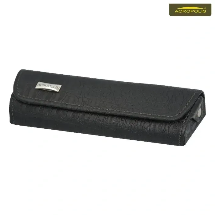 Футляр для очков Acropolis Ф-60/57: жесткий кожаный чехол для очков, женский, глянцевый, с логотипом