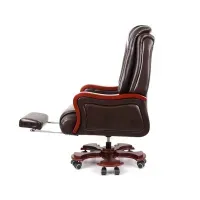 Кресло руководителя АКЛАС Тристрам EX RL коричневое кожаное VIP: релакс, деревянные подлокотники, для офиса