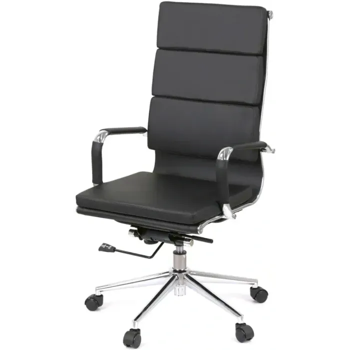 Кресло офисное АКЛАС Кап soft OT-8002 Чёрное (PU Black) с Deep Tilt и металл. каркасом