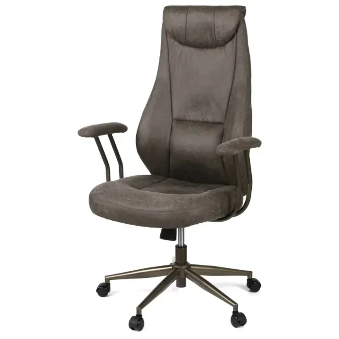 Кресло АКЛАС Булат R-SR (Иск. замша 02 Dark gray) для офиса и дома, эргономичное, с подголовником и качанием