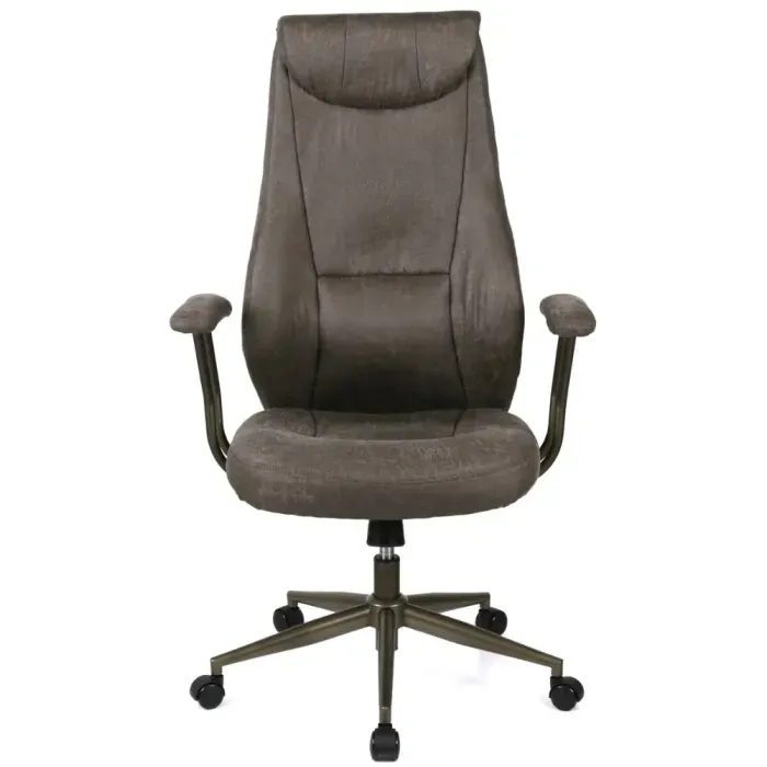 Кресло АКЛАС Булат R-SR (Иск. замша 02 Dark gray) для офиса и дома, эргономичное, с подголовником и качанием