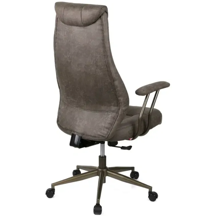 Кресло АКЛАС Булат R-SR (Иск. замша 02 Dark gray) для офиса и дома, эргономичное, с подголовником и качанием