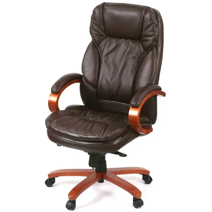 Кресло руководителя АКЛАС Тироль EX GB-236WW (кожа Dark brown) для офиса и дома, мультиблок, до 120 кг