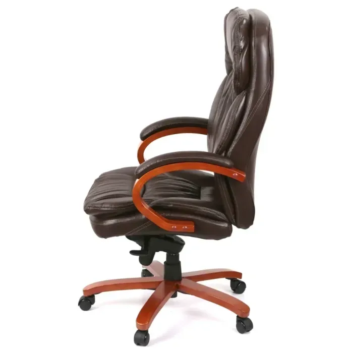 Кресло руководителя АКЛАС Тироль EX GB-236WW (кожа Dark brown) для офиса и дома, мультиблок, до 120 кг