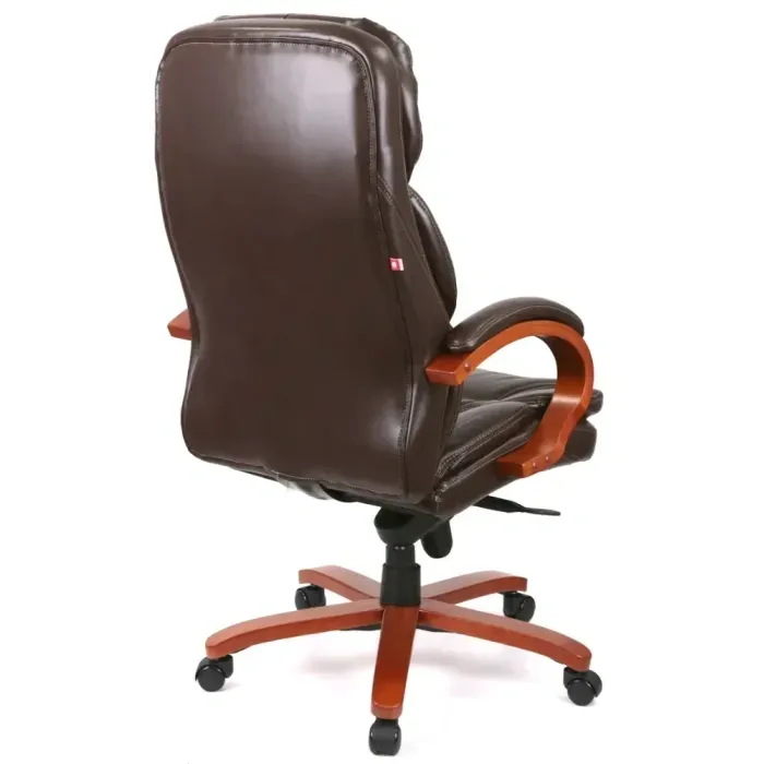Кресло руководителя АКЛАС Тироль EX GB-236WW (кожа Dark brown) для офиса и дома, мультиблок, до 120 кг