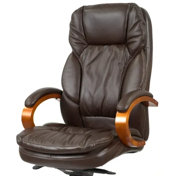 Кресло руководителя АКЛАС Тироль EX GB-236WW (кожа Dark brown) для офиса и дома, мультиблок, до 120 кг
