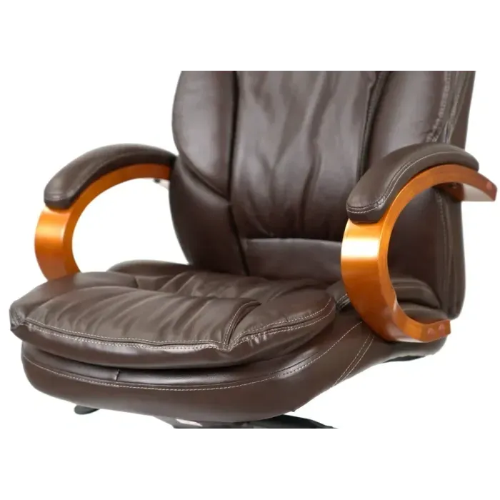 Кресло руководителя АКЛАС Тироль EX GB-236WW (кожа Dark brown) для офиса и дома, мультиблок, до 120 кг
