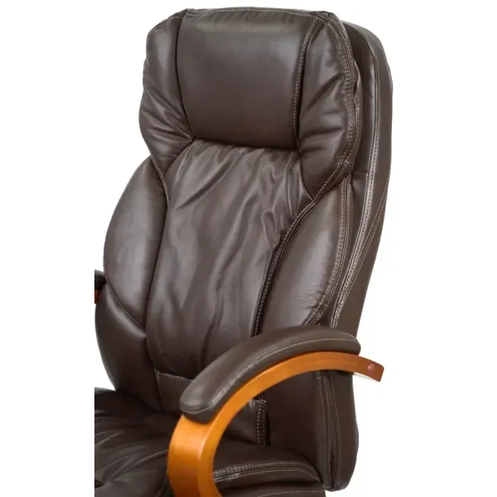 Кресло руководителя АКЛАС Тироль EX GB-236WW (кожа Dark brown) для офиса и дома, мультиблок, до 120 кг