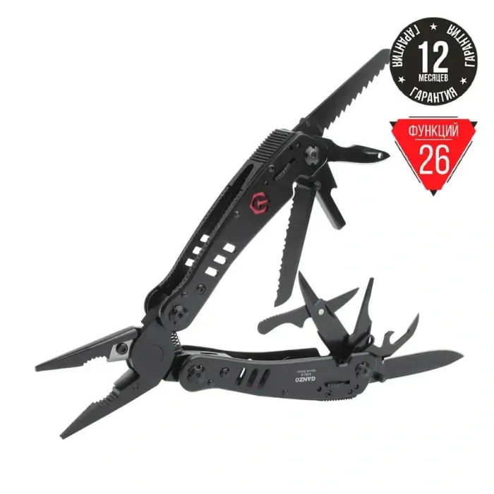 Мультитул із 9 інструментами Multi Tool Ganzo G302-В. Мультитул із пласкогубцями, пилкою, шилом, викруткою