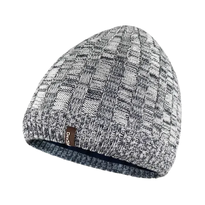 Водонепроникна шапка Dexshell Heathered Rib Knit Beanie біло-сіра (56-58 см) - мембранна, тепла, зимова