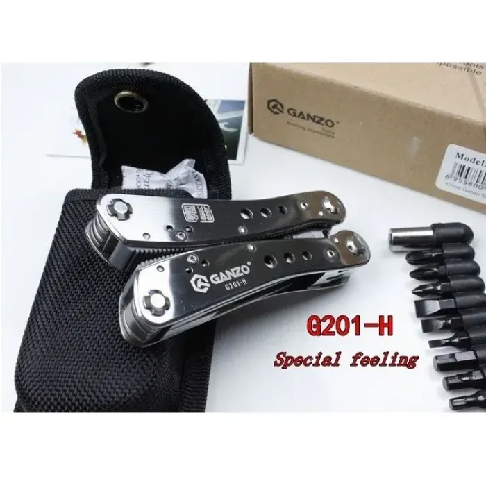 Мультитул із 22 інструментами Multi Tool Ganzo G201-H. Мультитул із пласкогубцями, шилом, ножицями, відкривачкою