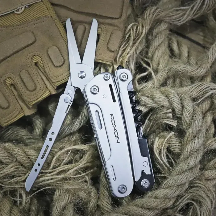 Мультитул с 16 инструментами из нержавейки Roxon Storm S801S. Мультитул с плоскогубцами, пилой, ножом, скобой