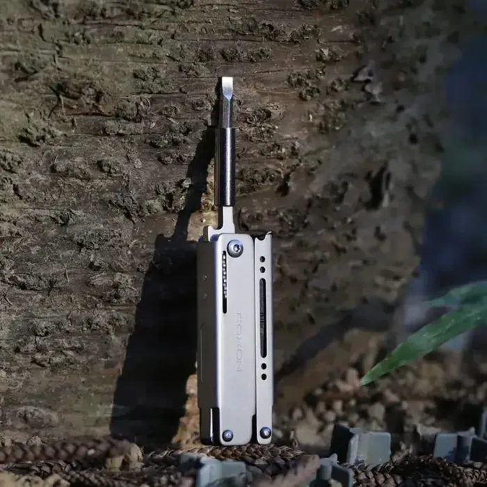 Мини мультитул Roxon M3 со сменными битами, серый. Складной многофункциональный инструмент для туризму