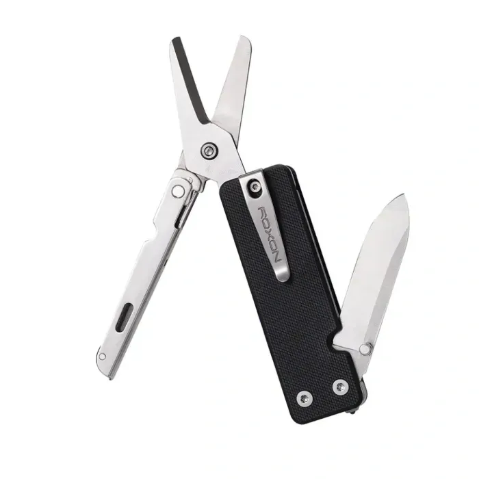Мини-мультитул Roxon KS2E черный, 13 функций, сталь D2, G10, с битами – карманный набор инструментов