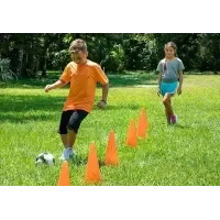 Спортивные конусы-фишки EasyFit 17 см синие для футбола, тренировок и разметки поля, ПВХ