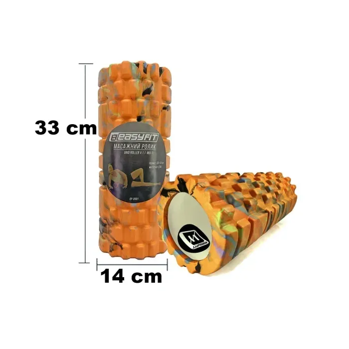 Масажний ролик EasyFit Grid Roller 33 см v.1.1 Multi Жовтогарячий