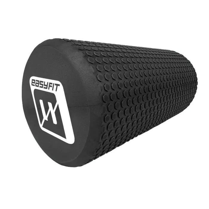 Масажний ролик EasyFit Foam Roller 30 см Чорний для МФР, міофасціального релізу, розслаблення м'язів, фітнесу