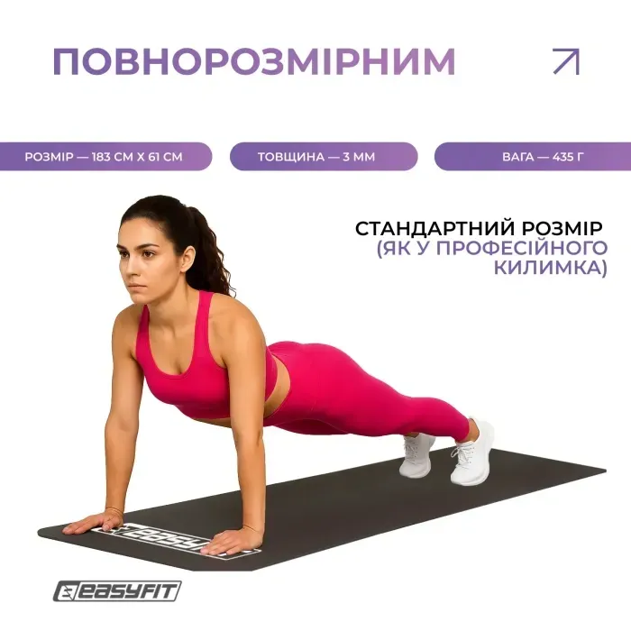 Коврик для фитнеса EasyFit EVA 3 мм черный: йога, пилатес, спорт. Плотный, нескользящий, водостойкий.