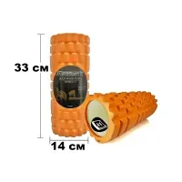 Масажний ролик EasyFit Grid Roller 33 см Помаранчевий для міофасціального релізу, фітнесу, йоги та відновлення м'язів