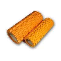 Массажный ролик EasyFit Double 33 см (2 шт.) Оранжевый | Для спины, ног, снятия боли, миофасциальный релиз (МФР)