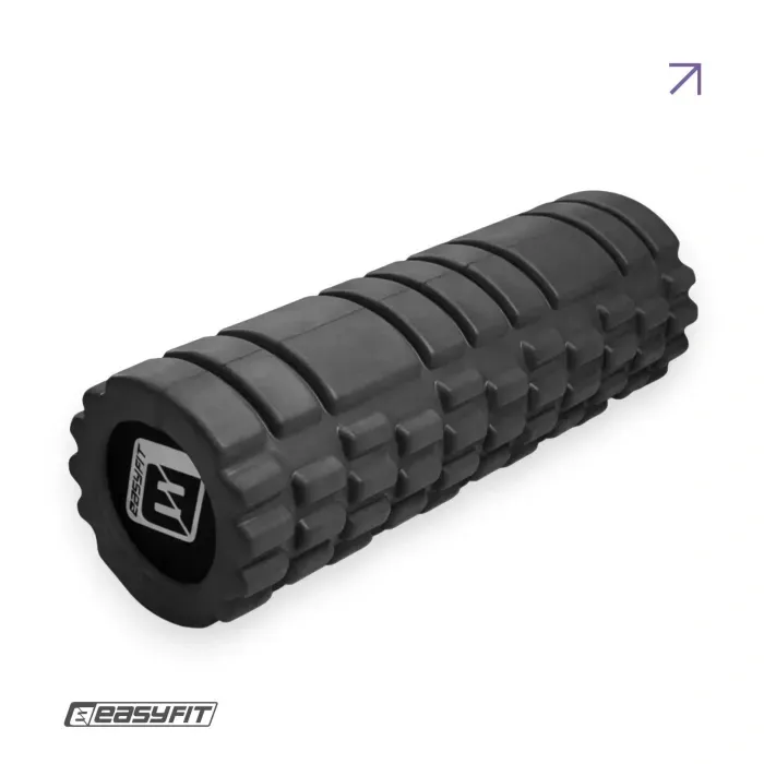 Масажний ролер EasyFit Solid Grid Mini 30 см чорний, EVA, для МФР, спини, ніг, глибокого масажу, 300 кг.