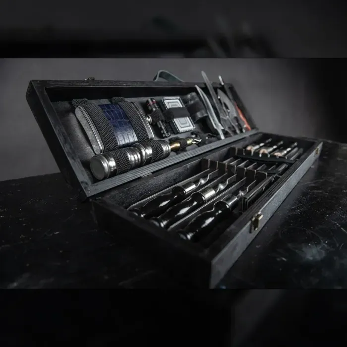 Шашлычный набор с шампурами Grills G6 в деревяном кейсе , идеальный подарок для мужчины.