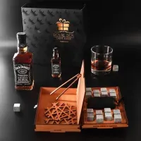 Камни для виски на подарок мужчине (16 камней + деревянная упаковка).