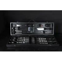 Шашличний гриль барбекю набір шампурів для подарунка "Grills G12" в  у зручному дерев'яному кейсі.