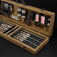 Подарочный набор для шашлыка Grills G8H с мангалом в деревянном кейсе. Подарок мужу