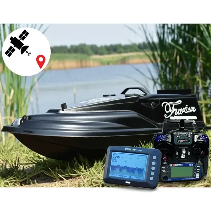 Кораблик для підгодовування Фурія Фюжн з GPS автопілотом (Fortuna-X) та Toslon TF300 Чорний