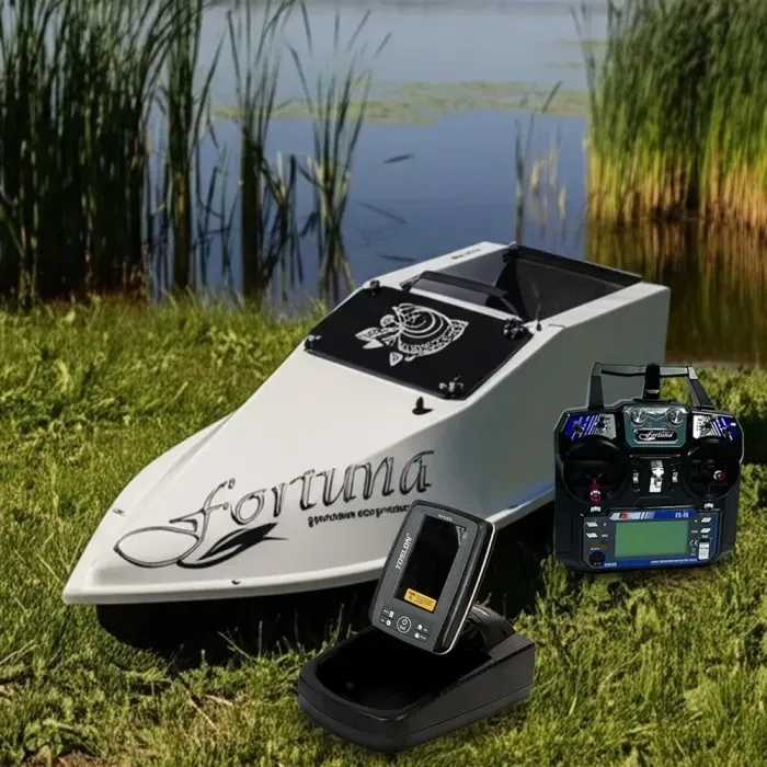 Большой кораблик для рыбалки Фортуна 45000 mAh с эхолотом Toslon TF520 Белый