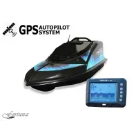 Кораблик для прикормки Фантом Модерн з ехолотом Toslon TF300 та GPS автопілотом (V3_6+1) Чорний з блакитними