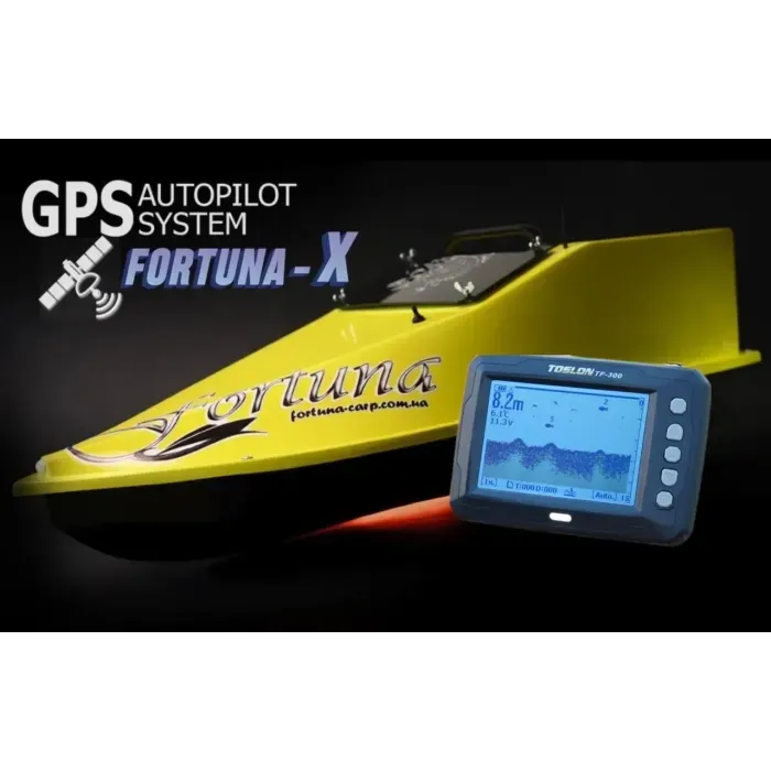 Электро кораблик для рыбалки 27000mAh, GPS Fortuna X и Эхолотом Toslon300 Жовтий