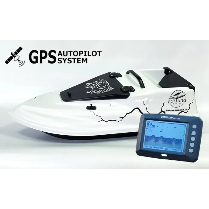Кораблик для прикормки + GPS (V3_9+1) + Эхолот Toslon TF300 Фурия Шторм Белый