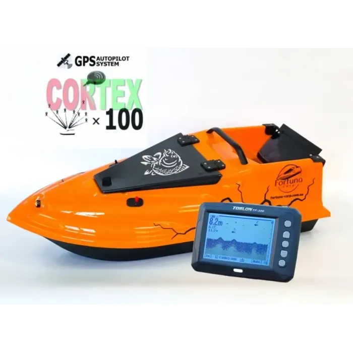 Короповий кораблик для риболовлі Фурія Фюжн 21000 mAh з GPS (Cortex_6+1) та Ехолотом Lucky918 Помаранчевий