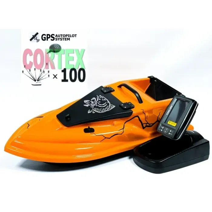 Прикормочный кораблик с GPS автопилотом (MaxiCortex) Эхолот Toslon TF520 Фурия Шторм 21000 мАч. Оранжевый