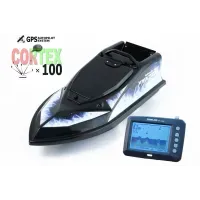 Кораблик для прикормки Фантом Модерн с эхолотом Toslon300 и GPS автопилотом (Maxi Cortex) Черный с голубыми
