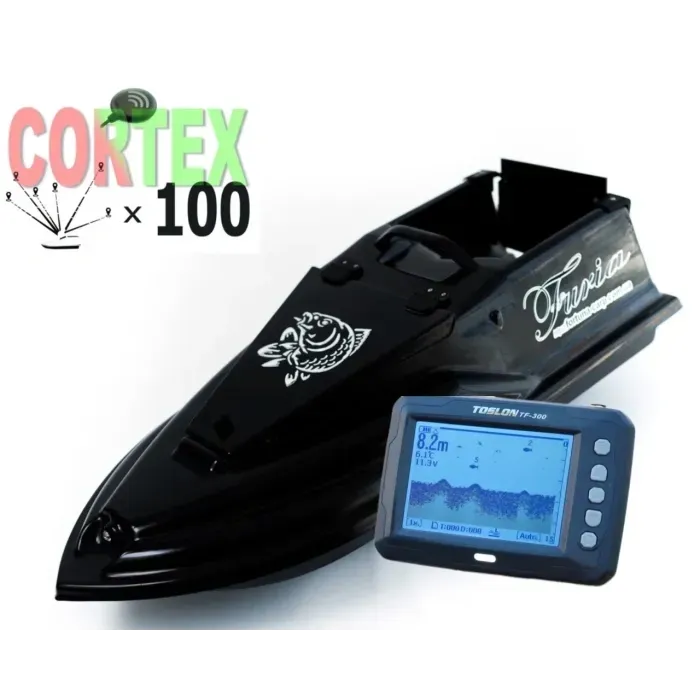 Кораблик для прикормки Фурия Фюжн с GPS (Maxi Cortex) и Эхолотом Lucky918 Черный. Электро кораблик для рыбалки