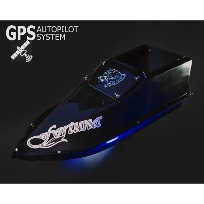 GPS (6+1_Cortex), Профессиональный Кораблик для завоза прикормки Фортуна (27000 mAh) Черный